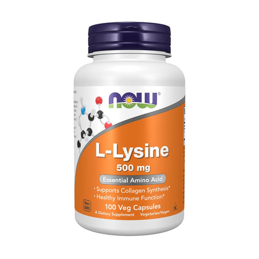 NOW Foods L-Lysin 500 mg, 100 vegane Kapseln – Essentielle Aminosäure zur Unterstützung des Immunsystems