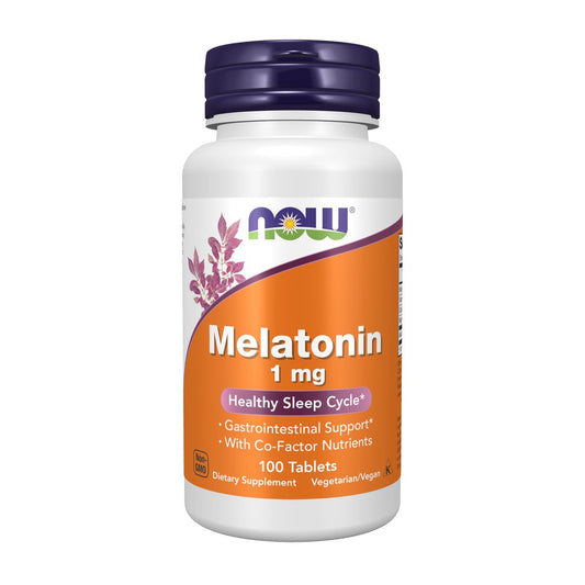 NOW Foods Melatonin 1 mg – Nahrungsergänzungsmittel für einen gesunden Schlafzyklus*, 100 Tabletten