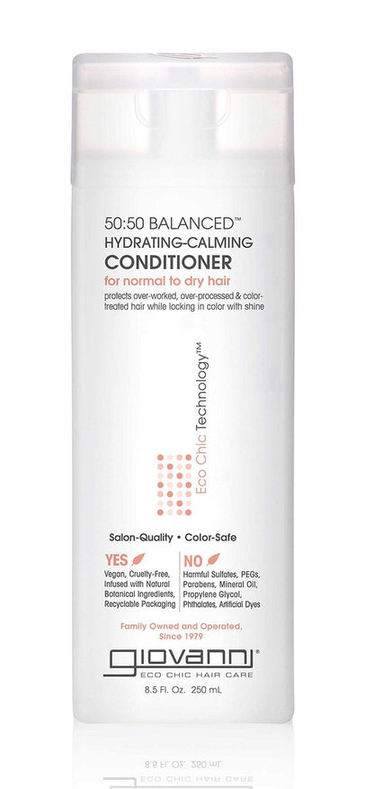 GIOVANNI Eco Chic 50:50 Ausgleichender, beruhigender Conditioner für überbehandeltes Haar – pH-neutral, ohne Laurylsulfat, ohne Parabene, farbsicher – 240 ml