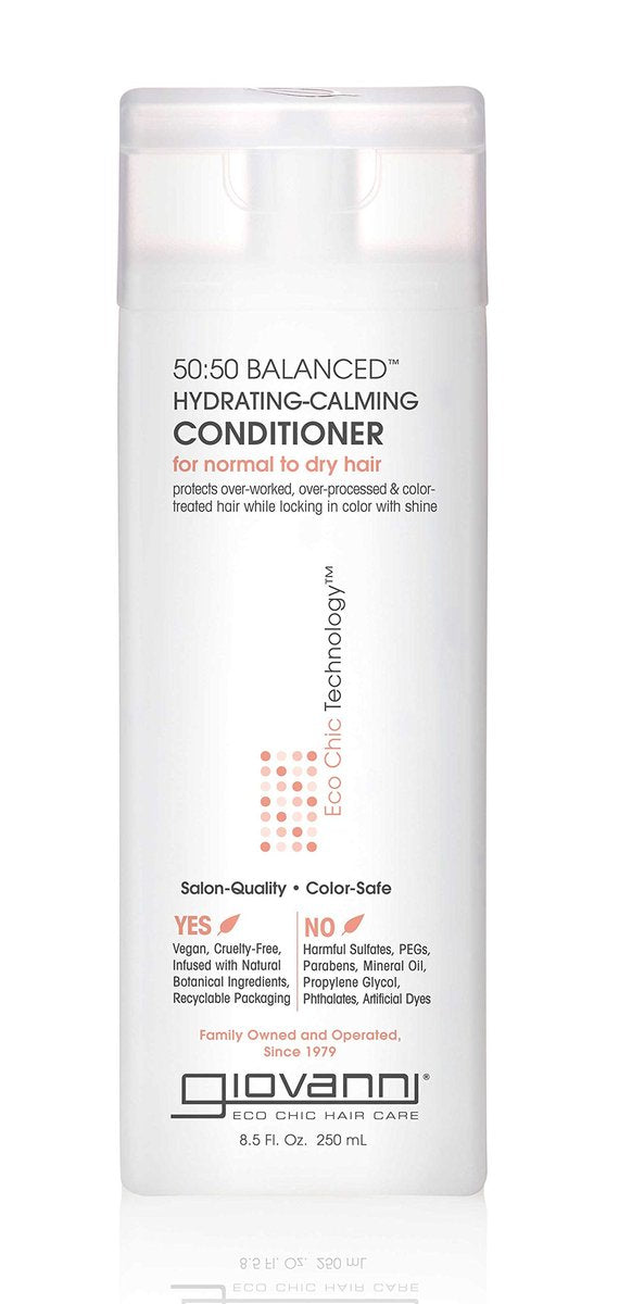 GIOVANNI Eco Chic 50:50 Ausgleichender, beruhigender Conditioner für überbehandeltes Haar – pH-neutral, ohne Laurylsulfat, ohne Parabene, farbsicher – 240 ml