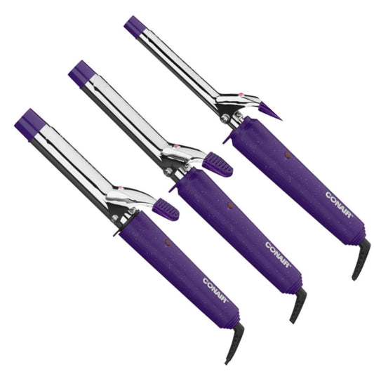 Conair Supreme Lockenstab-Set mit 3 Größen: 1,3 cm, 1,9 cm und 2,5 cm – 3-teiliges Set in Lila mit Glitzer