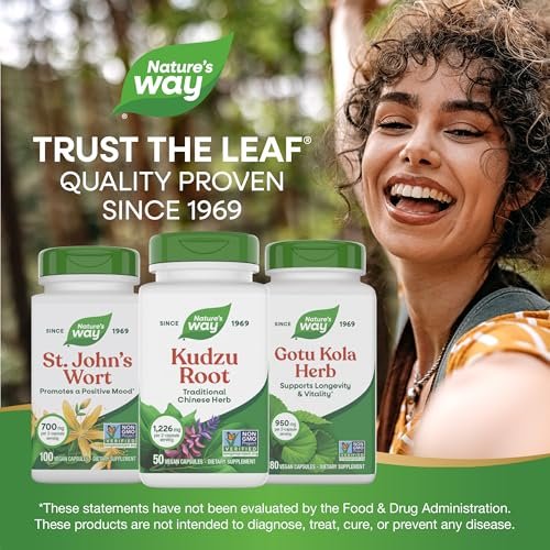 Nature's Way Kudzu-Wurzel, 1.226 mg pro 2-Kapsel-Portion, Non-GMO Project Verified, 50 vegane Kapseln (Verpackung kann variieren)