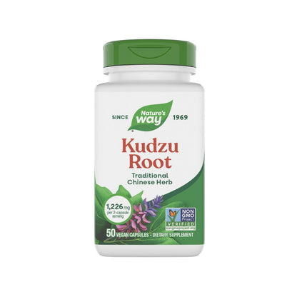 Nature's Way Kudzu-Wurzel, 1.226 mg pro 2-Kapsel-Portion, Non-GMO Project Verified, 50 vegane Kapseln (Verpackung kann variieren)