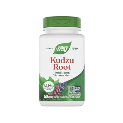 Nature's Way Kudzu-Wurzel, 1.226 mg pro 2-Kapsel-Portion, Non-GMO Project Verified, 50 vegane Kapseln (Verpackung kann variieren)