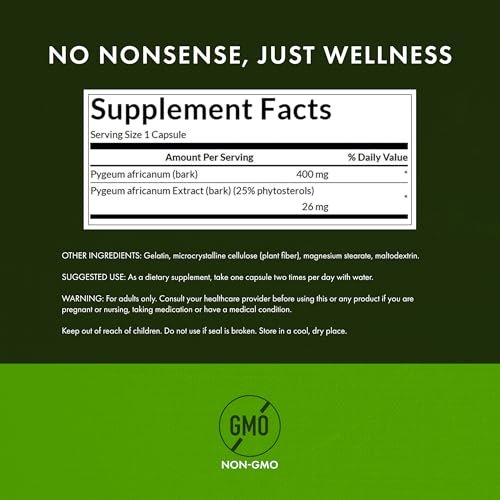 Swanson Pygeum 400 mg – 120 Kapseln für Prostata-, Blasen- und Harntraktgesundheit bei Männern