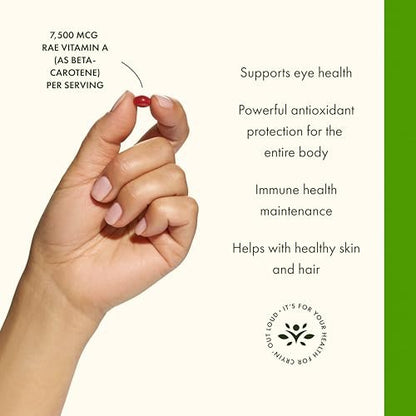 Swanson Beta-Carotin Vitamin A 25.000 IE – 7.500 mcg für Augen- und Hautgesundheit, Immununterstützung – 300 Weichkapseln