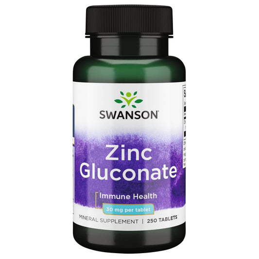 Swanson Zink Gluconat – 250 Tabletten mit 30 mg Zink zur Unterstützung der Prostata-, Sehkraft- und Immunfunktion