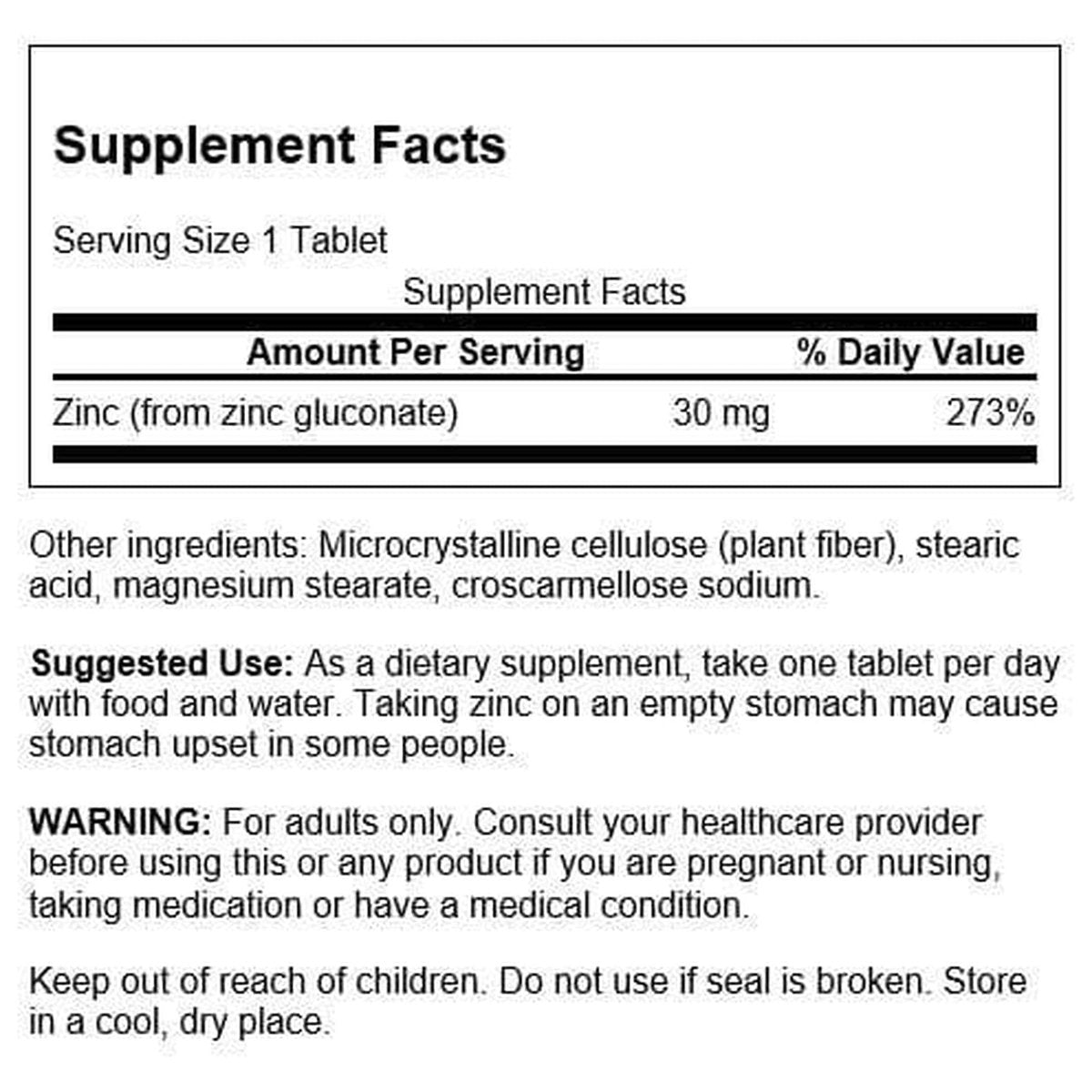 Swanson Zink Gluconat – 250 Tabletten mit 30 mg Zink zur Unterstützung der Prostata-, Sehkraft- und Immunfunktion