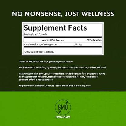 Swanson Weißdornbeere Vollspektrum – 250 Kapseln, 565 mg – Herz-Kreislauf-Unterstützung mit antioxidativen Flavonoiden