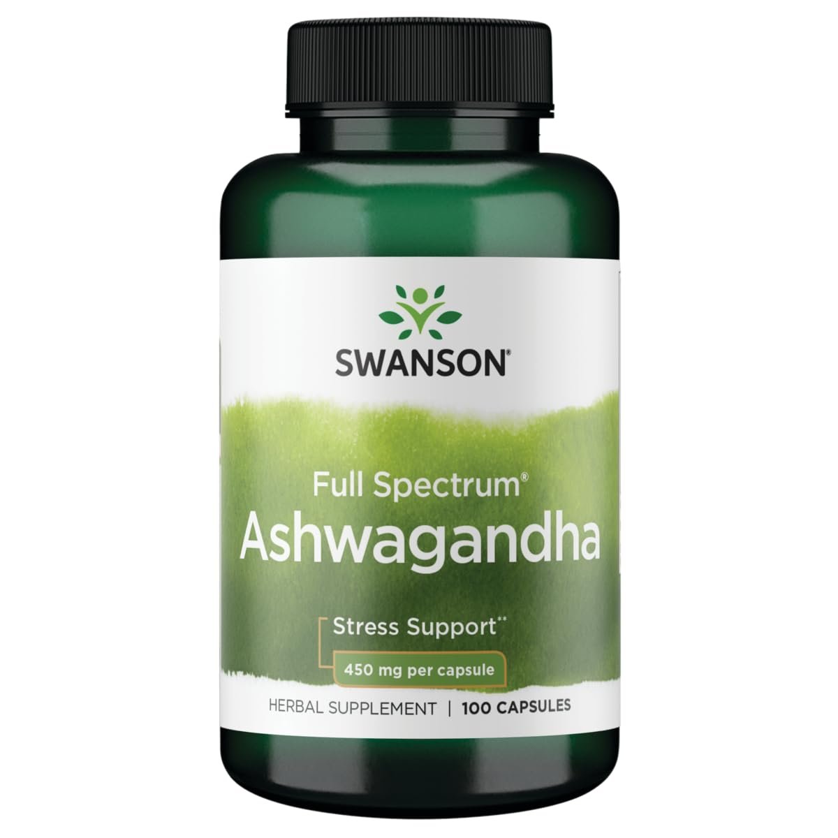 Swanson Full Spectrum Ashwagandha – Natürliche Unterstützung für Stressabbau, Energie, Schlaf und Immunsystem* – Traditionelles ayurvedisches Nahrungsergänzungsmittel – Glutenfrei & Nicht-GVO – 100 vegane Kapseln