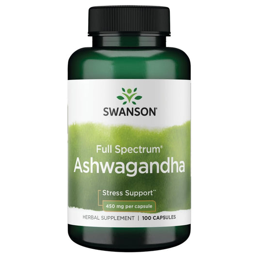 Swanson Full Spectrum Ashwagandha – Natürliche Unterstützung für Stressabbau, Energie, Schlaf und Immunsystem* – Traditionelles ayurvedisches Nahrungsergänzungsmittel – Glutenfrei & Nicht-GVO – 100 vegane Kapseln