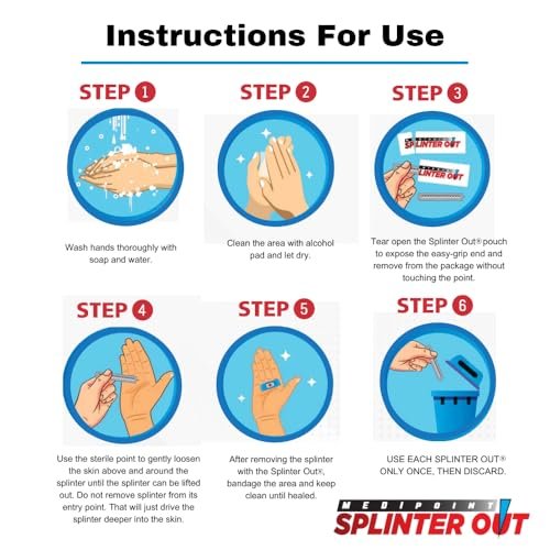 Splinter Out Splitterentferner 10 Stück (Packung mit 1) | Schnelle, schmerzlose Splitterentfernung | Unverzichtbare Erste Hilfe für Zuhause, Arbeit, Reisen & Camping | Ideal zum Wandern, Holzwerken, Gärtnern & Outdoor