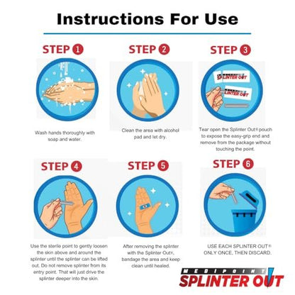 Splinter Out Splitterentferner 10 Stück (Packung mit 1) | Schnelle, schmerzlose Splitterentfernung | Unverzichtbare Erste Hilfe für Zuhause, Arbeit, Reisen & Camping | Ideal zum Wandern, Holzwerken, Gärtnern & Outdoor