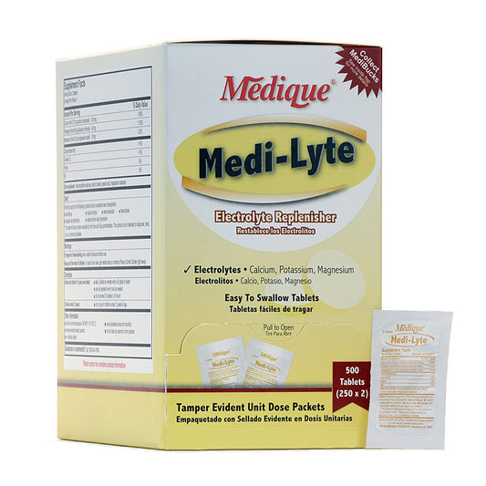 Medique Medi-Lyte Elektrolyt-Auffüller – Schnelle Linderung bei Hitze, Stress, Erschöpfung und Muskelkrämpfen – Leicht zu schluckende Tabletten, 500 Tabletten (250 x 2)