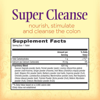 Nature’s Secret Super Cleanse – Extra Stärke Darmreinigung mit 14 Kräutern & Probiotika – Unterstützt Darmgesundheit, Entgiftung & Verdauung – Sanfte Ausscheidungsformel – 100 Tabletten (1 Packung)