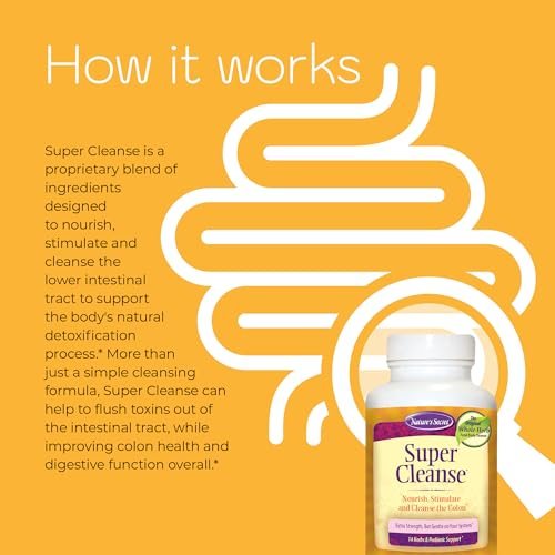 Nature’s Secret Super Cleanse – Extra Stärke Darmreinigung mit 14 Kräutern & Probiotika – Unterstützt Darmgesundheit, Entgiftung & Verdauung – Sanfte Ausscheidungsformel – 100 Tabletten (1 Packung)