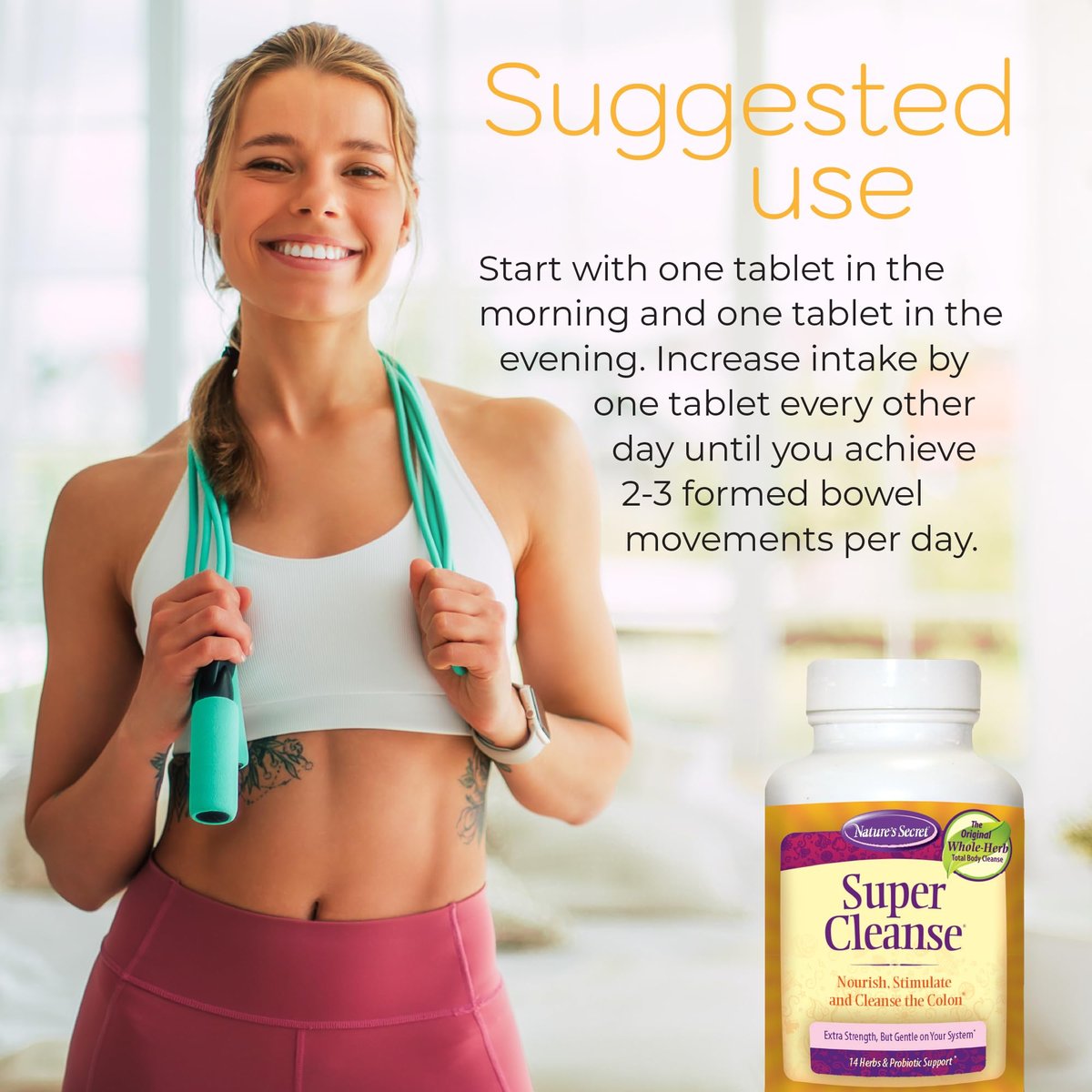 Nature’s Secret Super Cleanse – Extra Stärke Darmreinigung mit 14 Kräutern & Probiotika – Unterstützt Darmgesundheit, Entgiftung & Verdauung – Sanfte Ausscheidungsformel – 100 Tabletten (1 Packung)