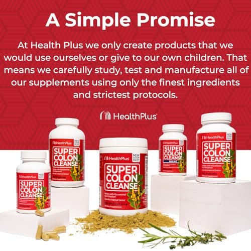 Health Plus Super Colon Cleanse Nachtformel – 60 Kapseln für Verdauungsunterstützung, Verstopfungslinderung und Blähungen Reduzierung mit Probiotika und Baldrianwurzel