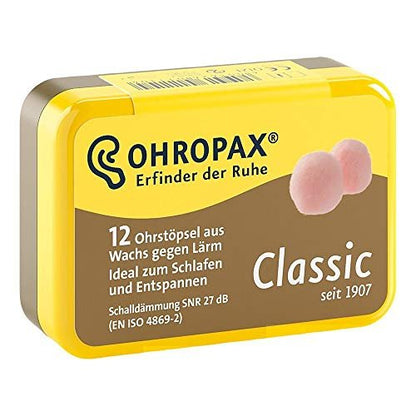 OHROPAX Ohropax Wachs-Ohrstöpsel, 12 Stück – Nude, Baumwolle