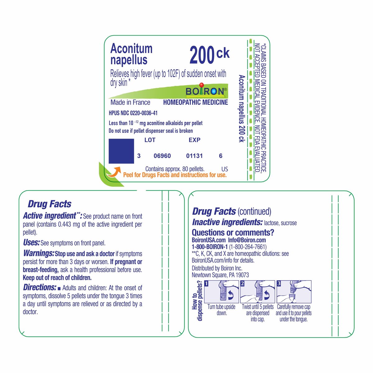 Boiron Aconitum Napellus 200CK Homöopathisches Arzneimittel gegen Fieber – 80 Kügelchen