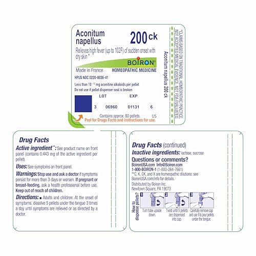 Boiron Aconitum Napellus 30C Homöopathisches Mittel gegen Fieber – 80 Kügelchen