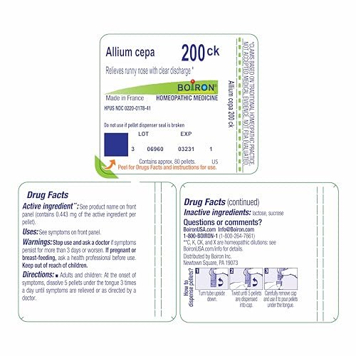 Boiron Allium Cepa 200CK Homöopathisches Arzneimittel bei laufender Nase – 80 Kügelchen