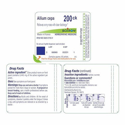Boiron Allium Cepa 200CK Homöopathisches Arzneimittel bei laufender Nase – 80 Kügelchen