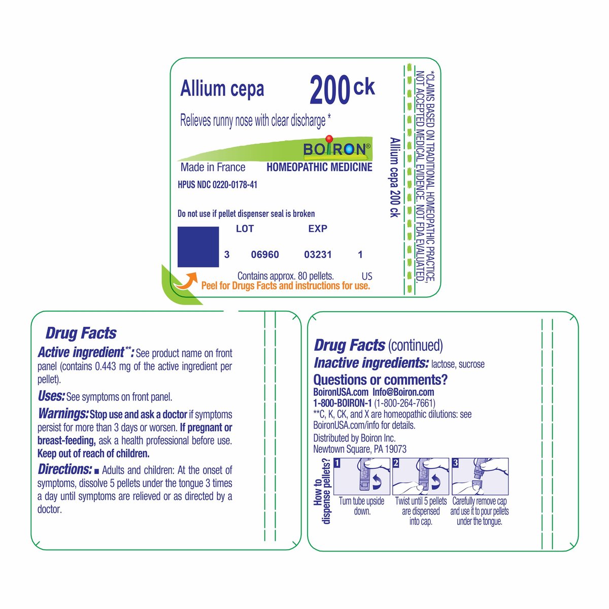 Boiron Allium Cepa 200CK Homöopathisches Arzneimittel bei laufender Nase – 80 Kügelchen