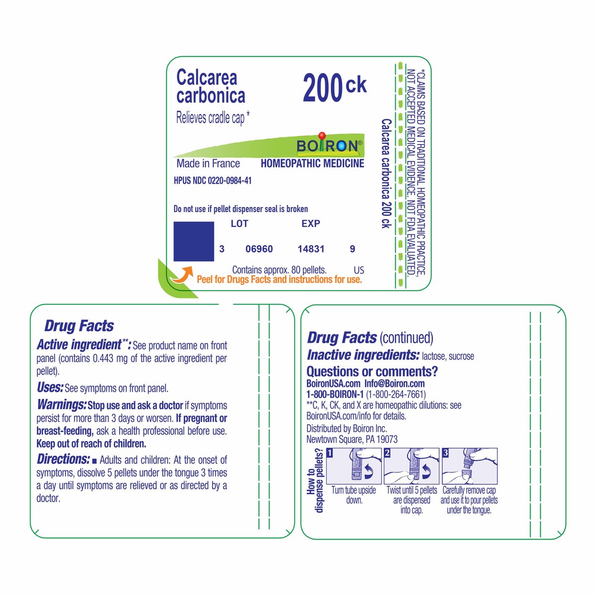 Boiron Calcarea Carbonica 200CK – Homöopathisches Mittel gegen Milchschorf – 80 Globuli
