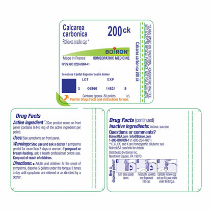 Boiron Calcarea Carbonica 200CK – Homöopathisches Mittel gegen Milchschorf – 80 Globuli