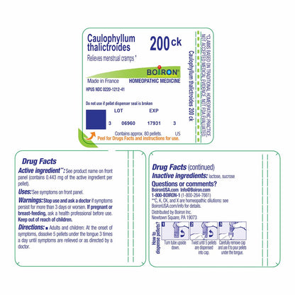Boiron Caulophyllum Thalictroides 200CK Homöopathisches Mittel gegen Menstruationskrämpfe - 80 Kügelchen