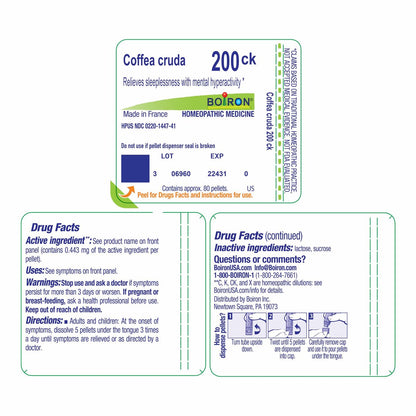Boiron Coffea Cruda 30C – Homöopathisches Schlafmittel bei unruhigem Schlaf, Gedankenrasen und Einschlafstörungen – 3 Packungen (240 Kügelchen)