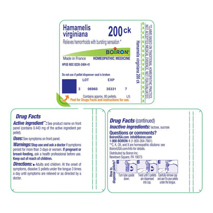 Boiron Hamamelis Virginiana 200Ck Homöopathisches Arzneimittel gegen Hämorrhoiden – 80 Kügelchen