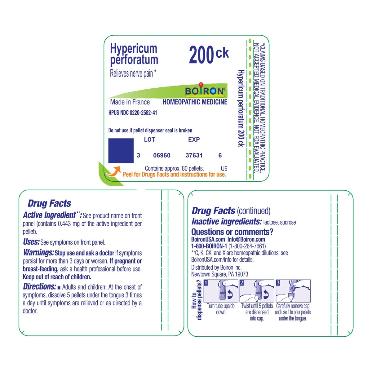 Boiron Hypericum Perforatum 200CK - 80 Kügelchen - Homöopathisches Mittel bei Nervenschmerzen