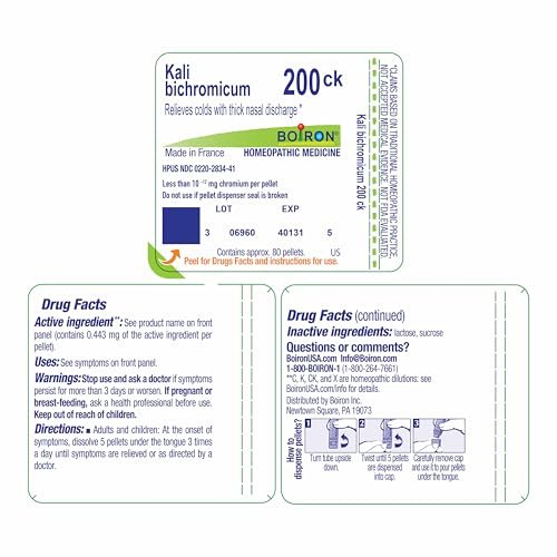 Boiron Kali Bichromicum 200Ck Homöopathisches Mittel bei Erkältungen - 80 Kügelchen