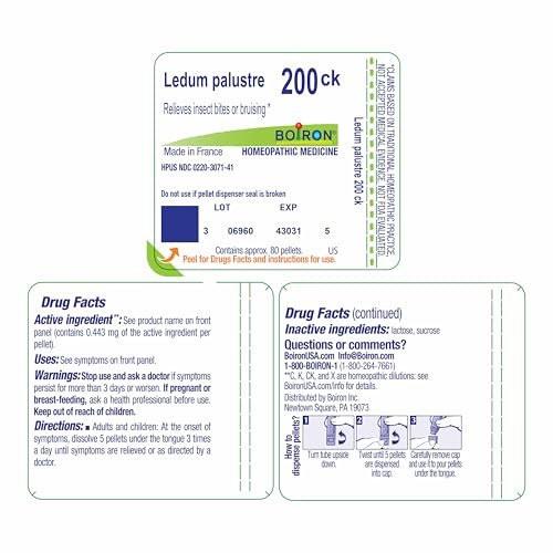 Boiron Ledum Palustre 200Ck Homöopathisches Mittel bei Insektenstichen - 80 Kügelchen