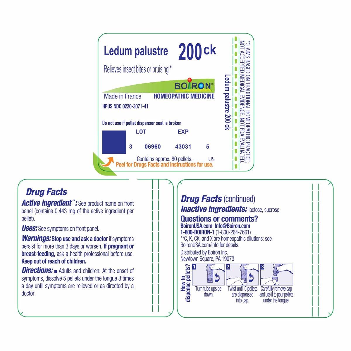 Boiron Ledum Palustre 200Ck Homöopathisches Mittel bei Insektenstichen - 80 Kügelchen
