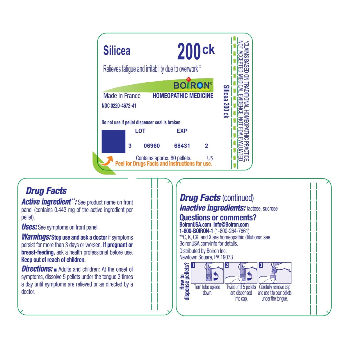 Boiron Silicea 200CK Homöopathisches Arzneimittel gegen Müdigkeit – 80 Kügelchen