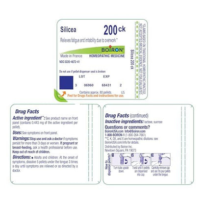 Boiron Silicea 200CK Homöopathisches Arzneimittel gegen Müdigkeit – 80 Kügelchen