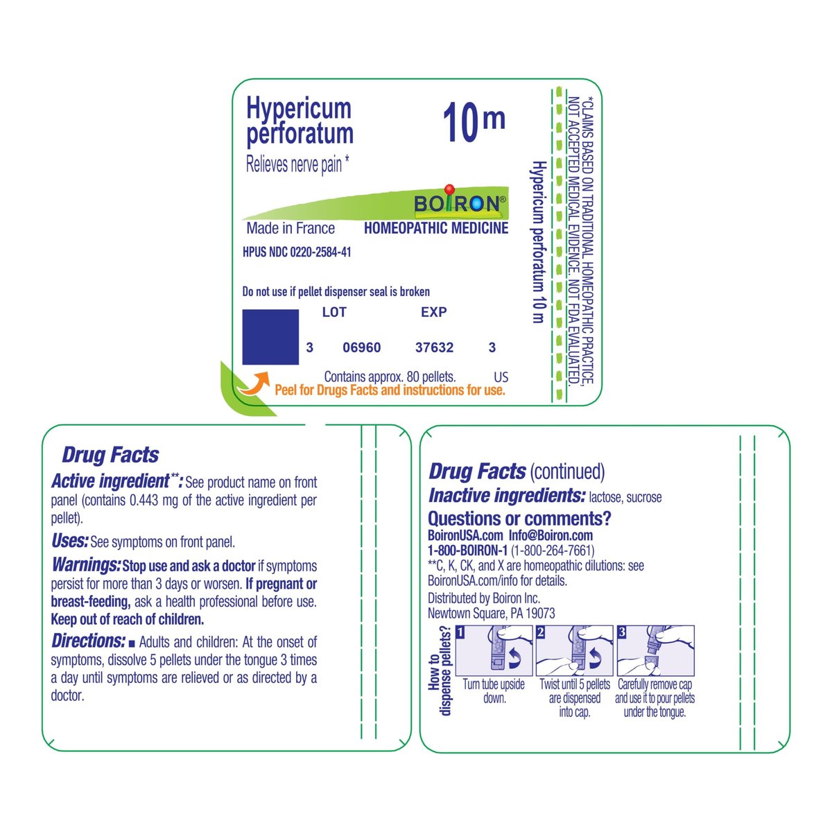 Boiron Hypericum Perforatum 10M Homöopathisches Arzneimittel bei Nervenschmerzen – 80 Kügelchen