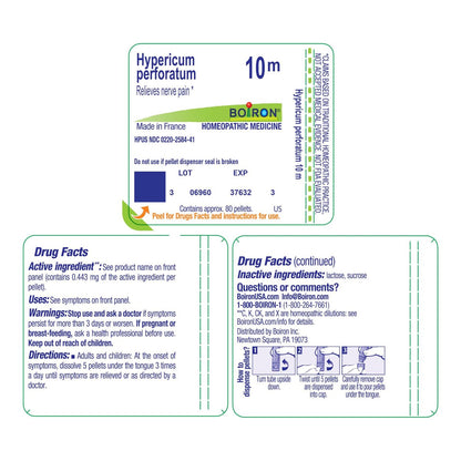 Boiron Hypericum Perforatum 10M Homöopathisches Arzneimittel bei Nervenschmerzen – 80 Kügelchen
