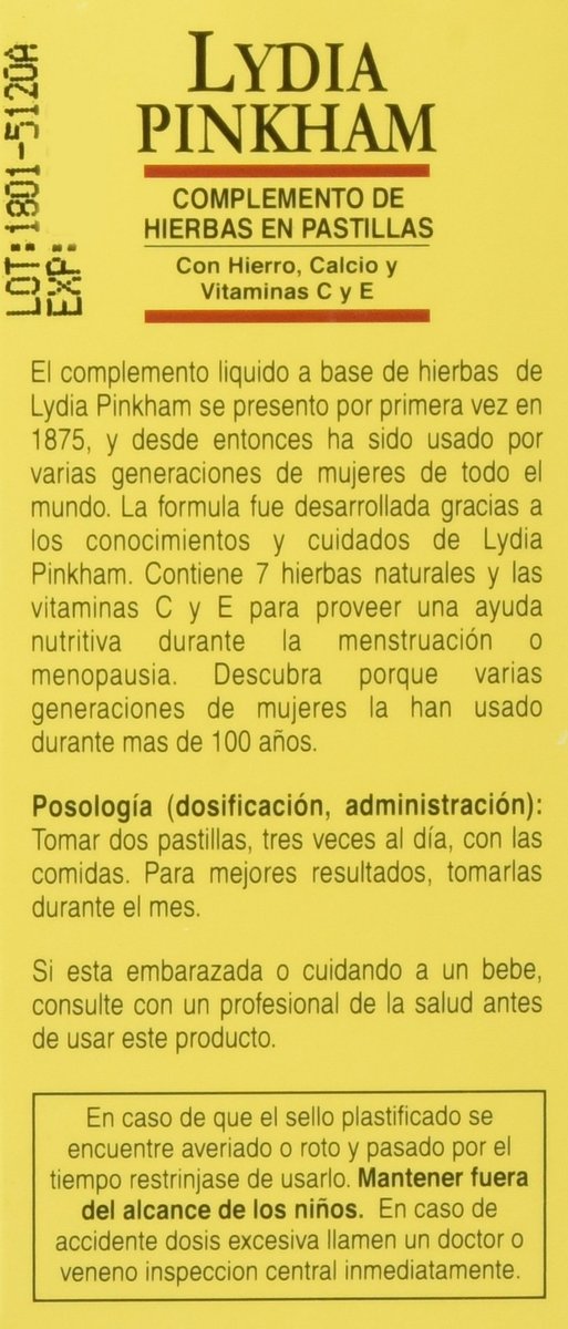 Lydia Pinkham Kräuterergänzung Tabletten für Menstruation und Wechseljahre Unterstützung, 72 Stück