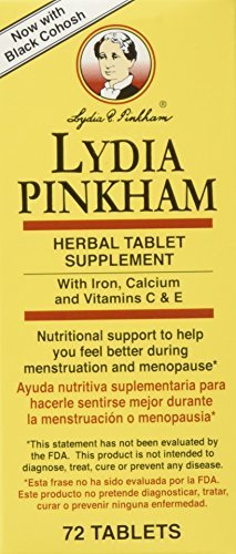 Lydia Pinkham Kräuterergänzung Tabletten für Menstruation und Wechseljahre Unterstützung, 72 Stück