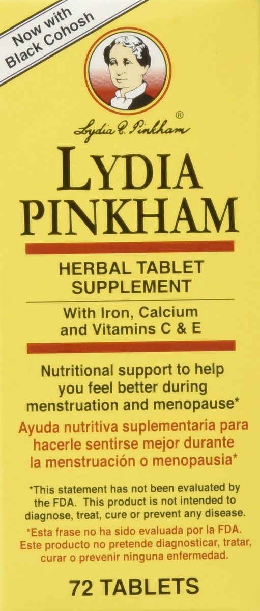 Lydia Pinkham Kräuterergänzung Tabletten für Menstruation und Wechseljahre Unterstützung, 72 Stück
