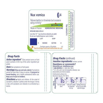 Boiron Nux Vomica 200Ck – 80 Kügelchen bei Sodbrennen und Benommenheit durch übermäßiges Essen oder Trinken