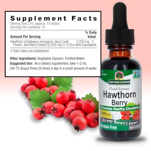 Nature's Answer Weißdornbeeren | Fördert gesunde Kreislauffunktion | Hilft, gesunde Cholesterinwerte zu erhalten | Glutenfrei, alkoholfrei, koscher zertifiziert & ohne Konservierungsstoffe 30 ml