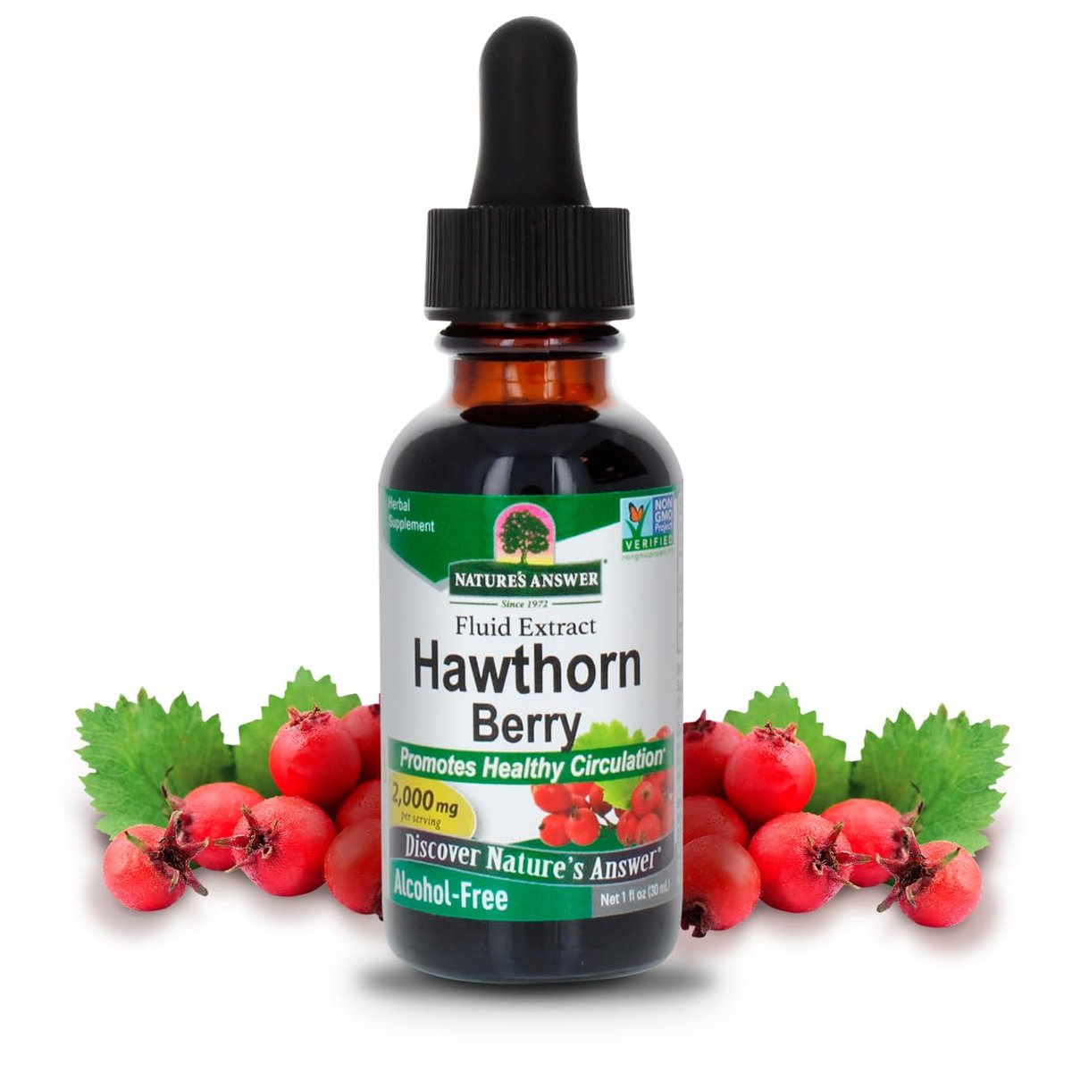 Nature's Answer Weißdornbeeren | Fördert gesunde Kreislauffunktion | Hilft, gesunde Cholesterinwerte zu erhalten | Glutenfrei, alkoholfrei, koscher zertifiziert & ohne Konservierungsstoffe 30 ml
