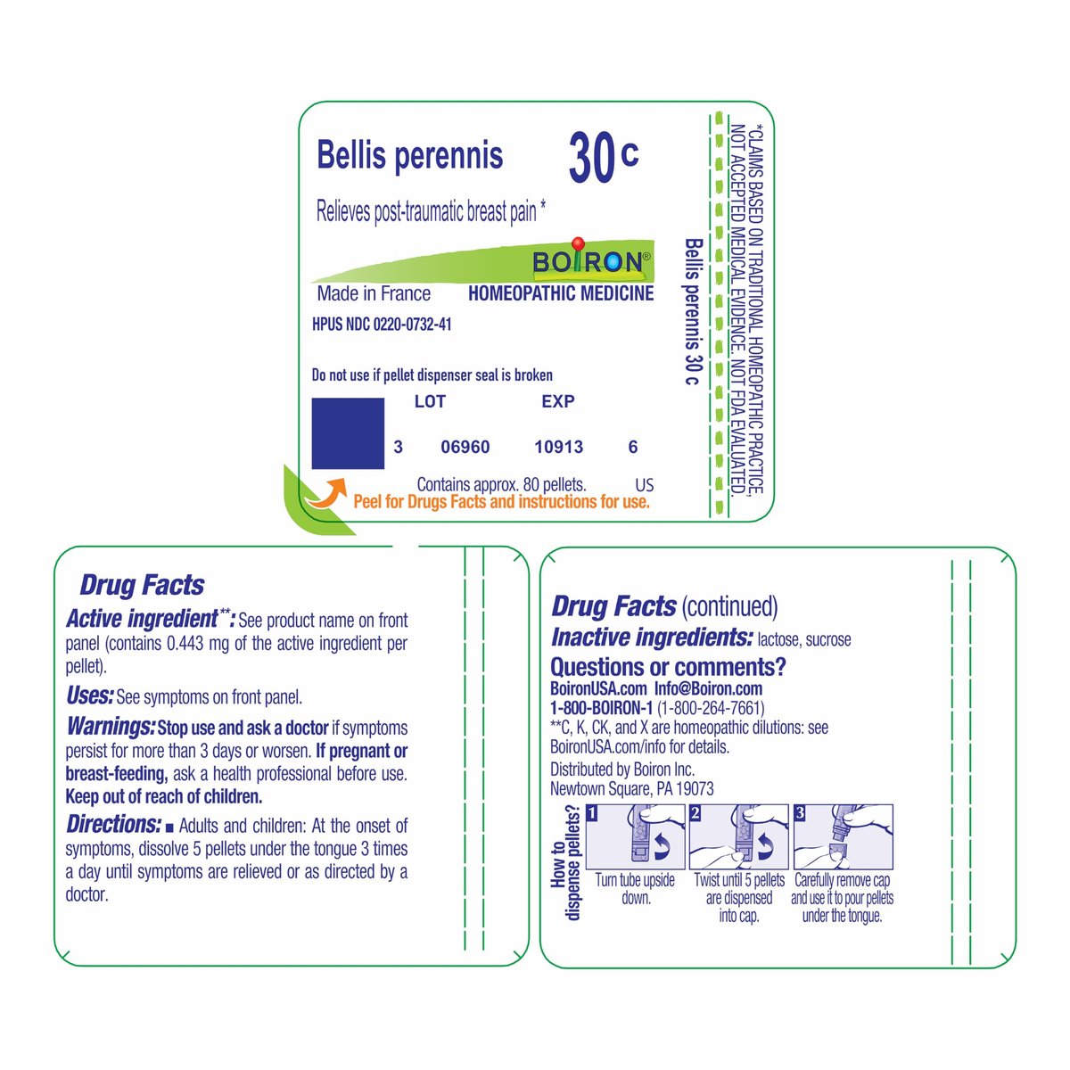 Boiron Bellis Perennis 30C – Homöopathisches Mittel bei posttraumatischen Brustschmerzen, 80 Kügelchen
