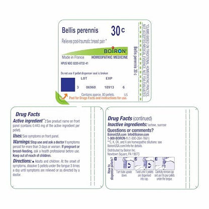 Boiron Bellis Perennis 30C – Homöopathisches Mittel bei posttraumatischen Brustschmerzen, 80 Kügelchen