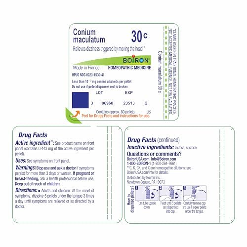 Boiron Conium Maculatum 3C – Homöopathisches Arzneimittel bei Schwindel bei Kopfbewegungen, 80 Kügelchen